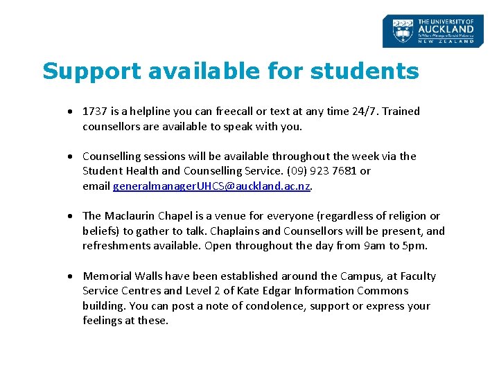 Support available for students 1737 is a helpline you can freecall or text at