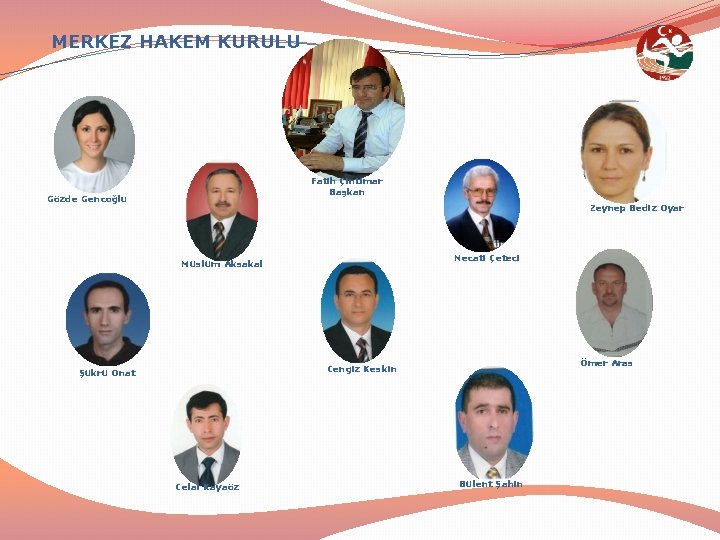 MERKEZ HAKEM KURULU Fatih Çintimar Başkan Gözde Gencoğlu Zeynep Bediz Oyar Necati Çeteci Müslüm