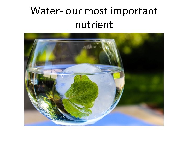 Water- our most important nutrient 