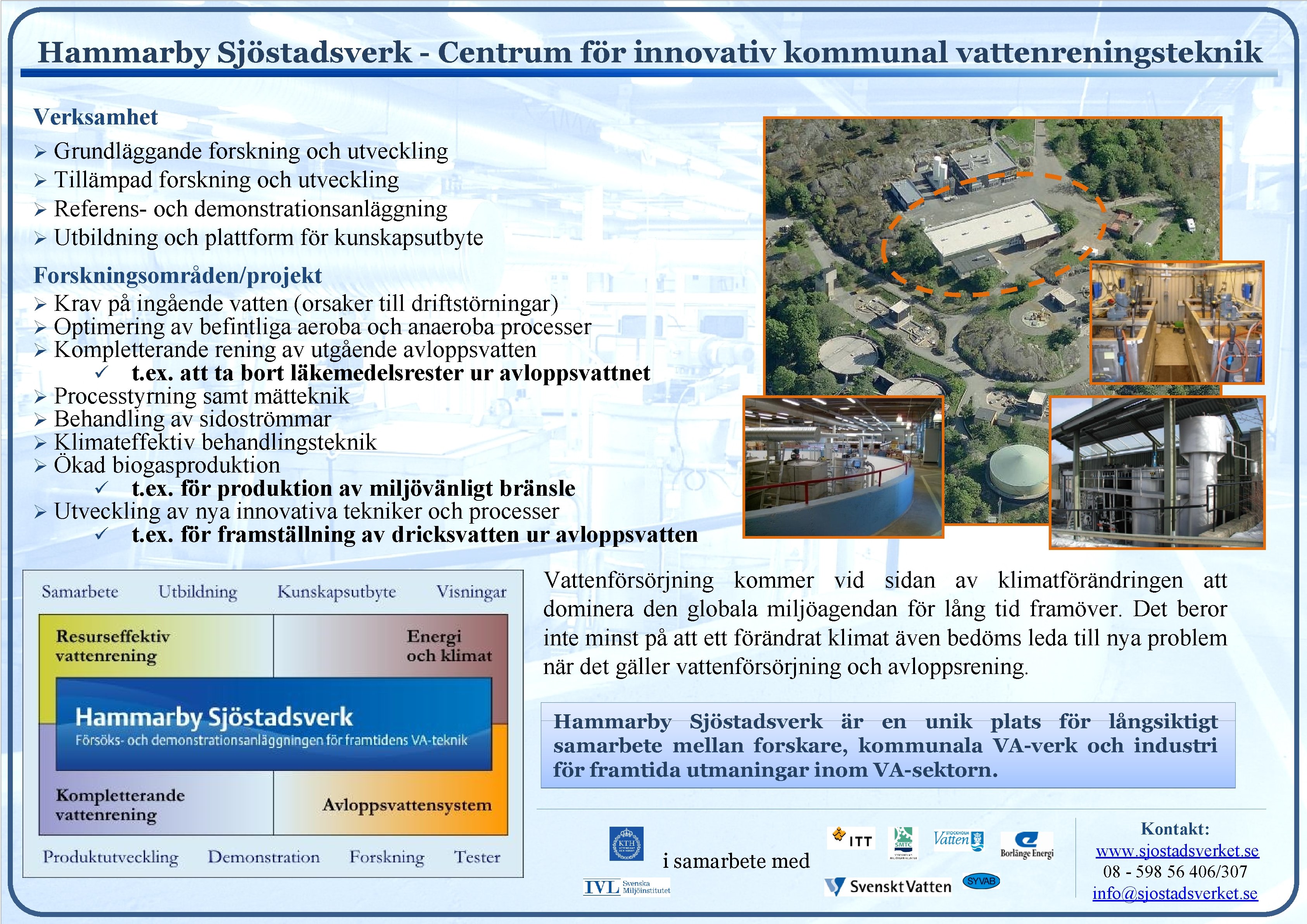 Hammarby Sjöstadsverk - Centrum för innovativ kommunal vattenreningsteknik Verksamhet Ø Grundläggande forskning och utveckling