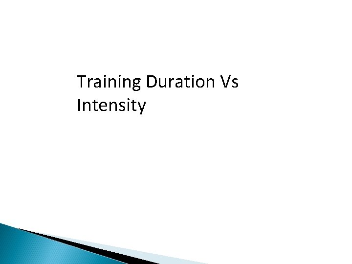 Training Duration Vs Intensity 