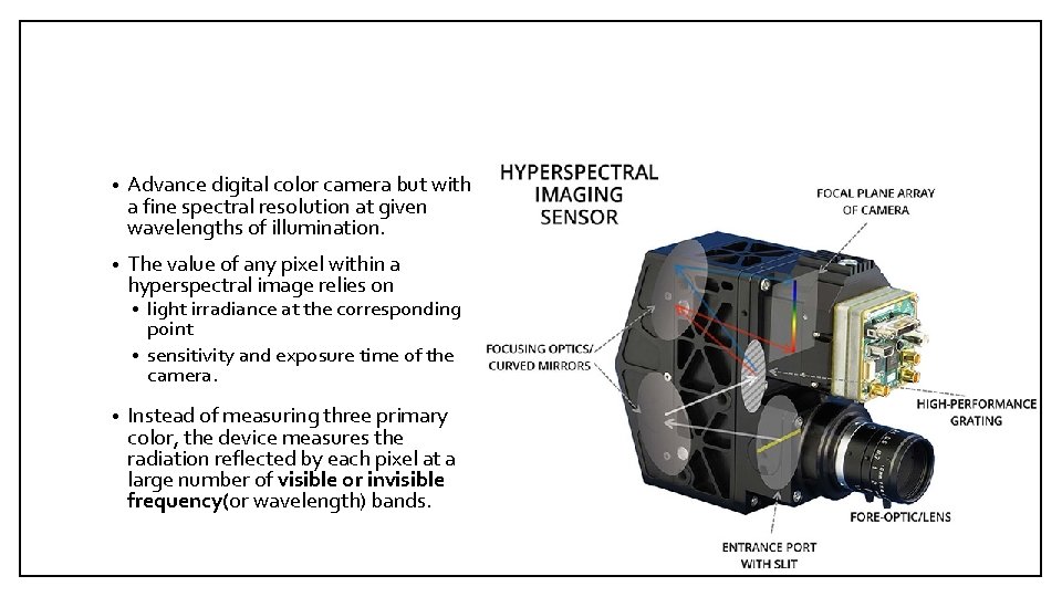  • Advance digital color camera but with a fine spectral resolution at given