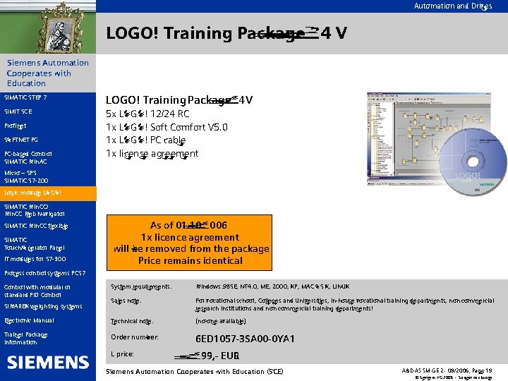 Automation and Drives LOGO! Training Package 24 V Siemens Automation Cooperates with Education SIMATIC