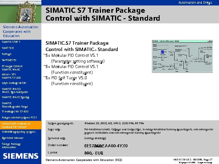 Automation and Drives SIMATIC S 7 Trainer Package Control with SIMATIC - Standard Siemens