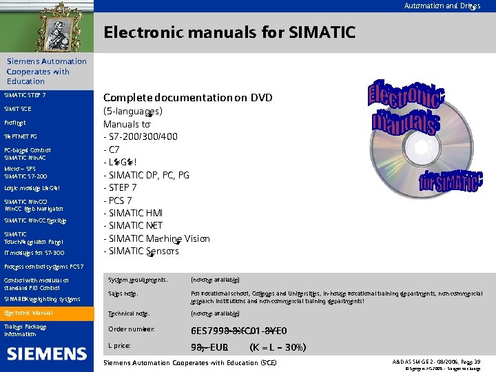 Automation and Drives Electronic manuals for SIMATIC Siemens Automation Cooperates with Education SIMATIC STEP