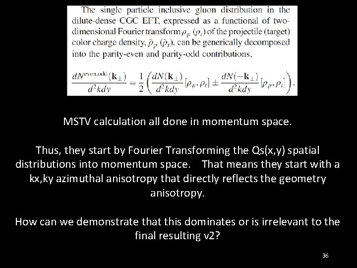 MSTV calculation all done in momentum space. Thus, they start by Fourier Transforming the