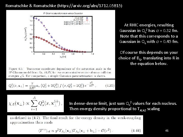 Romatschke & Romatschke (https: //arxiv. org/abs/1712. 05815) At RHIC energies, resulting Gaussian in Qs