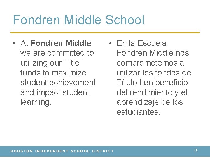 Fondren Middle School • At Fondren Middle we are committed to utilizing our Title