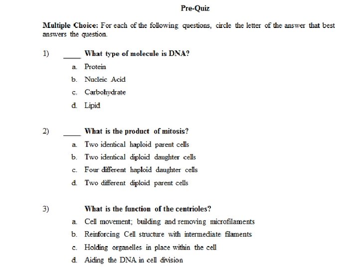 PRE-QUIZ 