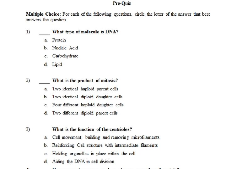PRE-QUIZ 