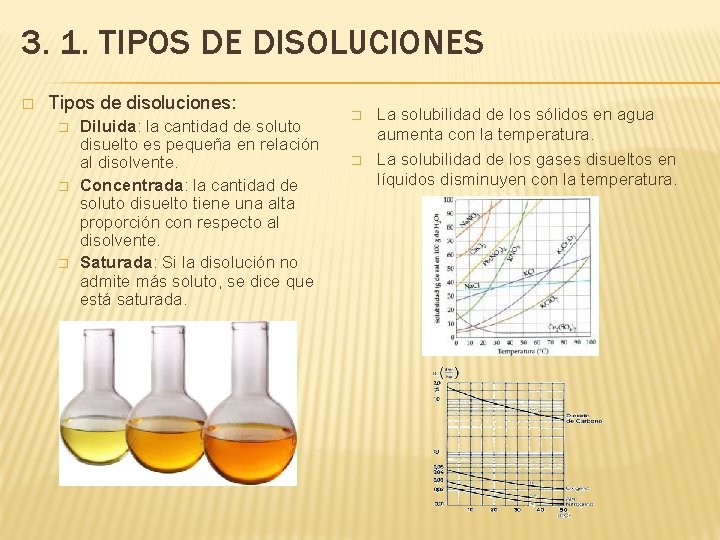 3. 1. TIPOS DE DISOLUCIONES � Tipos de disoluciones: � � � Diluida: la 3. 1. TIPOS DE DISOLUCIONES � Tipos de disoluciones: � � � Diluida: la