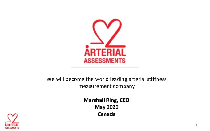We will become the world leading arterial stiffness measurement company Marshall Ring, CEO May