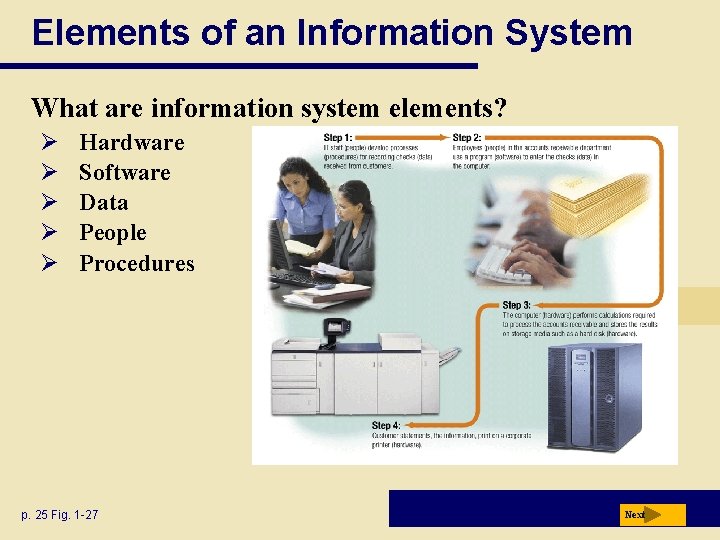 Elements of an Information System What are information system elements? Ø Ø Ø Hardware