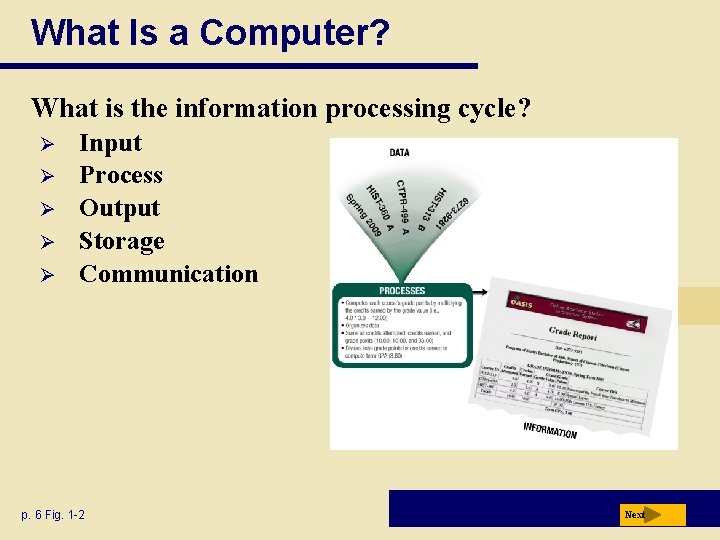 What Is a Computer? What is the information processing cycle? Ø Ø Ø Input