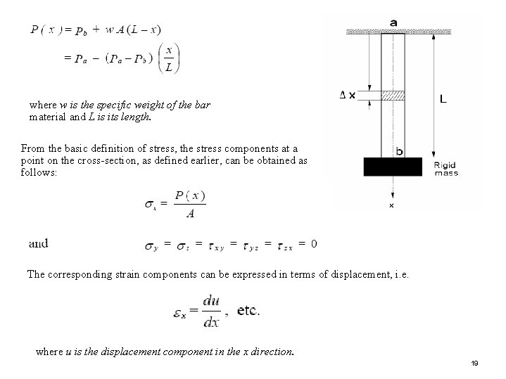 where w is the specific weight of the bar material and L is its