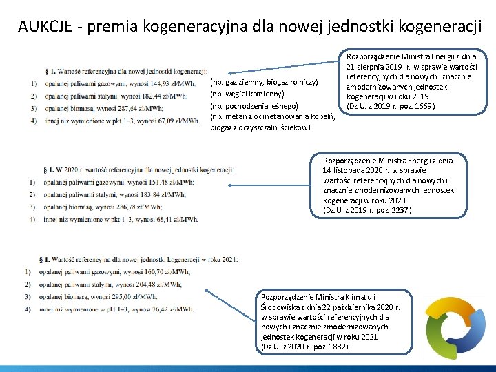 AUKCJE - premia kogeneracyjna dla nowej jednostki kogeneracji (np. gaz ziemny, biogaz rolniczy) (np.