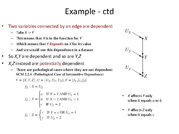 Example - ctd • Two variables connected by an edge are dependent – –