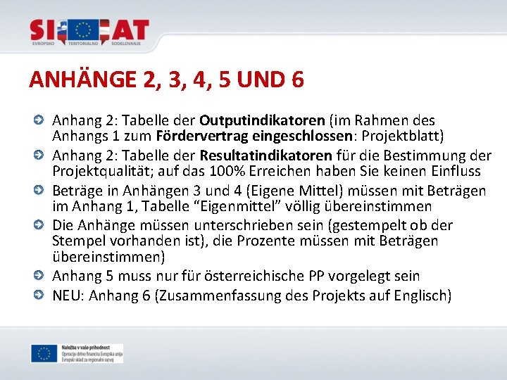 ANHÄNGE 2, 3, 4, 5 UND 6 Anhang 2: Tabelle der Outputindikatoren (im Rahmen