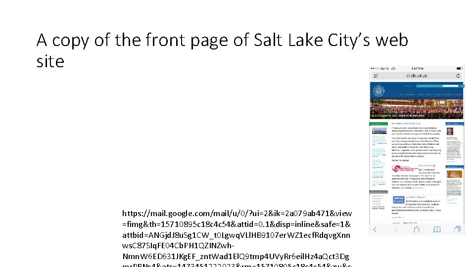 A copy of the front page of Salt Lake City’s web site https: //mail.