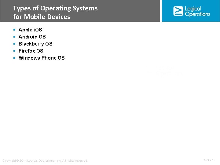 Types of Operating Systems for Mobile Devices § § § Apple i. OS Android Types of Operating Systems for Mobile Devices § § § Apple i. OS Android
