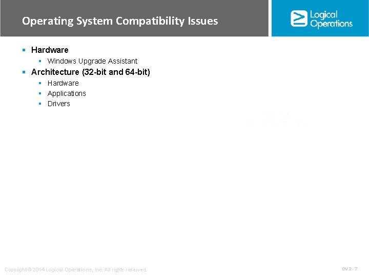 Operating System Compatibility Issues § Hardware § Windows Upgrade Assistant § Architecture (32 -bit Operating System Compatibility Issues § Hardware § Windows Upgrade Assistant § Architecture (32 -bit