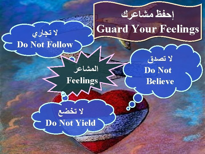  ﻻ ﺗﺠﺎﺭﻱ Do Not Follow ﺇﺣﻔﻆ ﻣﺸﺎﻋﺮﻙ Guard Your Feelings ﺍﻟﻤﺸﺎﻋﺮ Feelings ﻻ