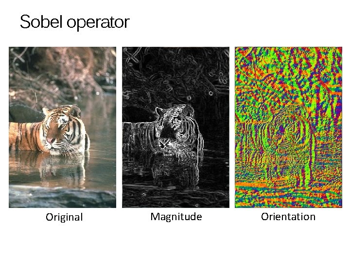 Sobel operator Original Magnitude Orientation 