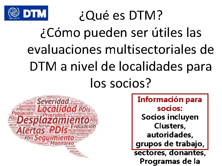 ¿Qué es DTM? ¿Cómo pueden ser útiles las evaluaciones multisectoriales de DTM a nivel