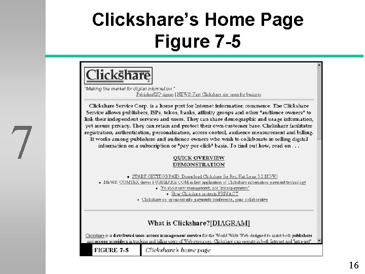Clickshare’s Home Page Figure 7 -5 7 16 