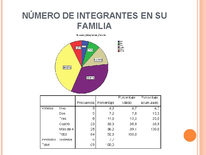 NÚMERO DE INTEGRANTES EN SU FAMILIA 