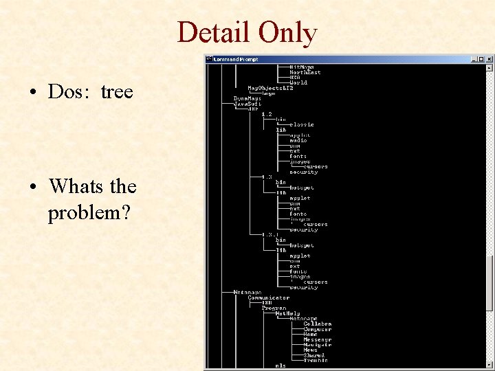 Detail Only • Dos: tree • Whats the problem? 