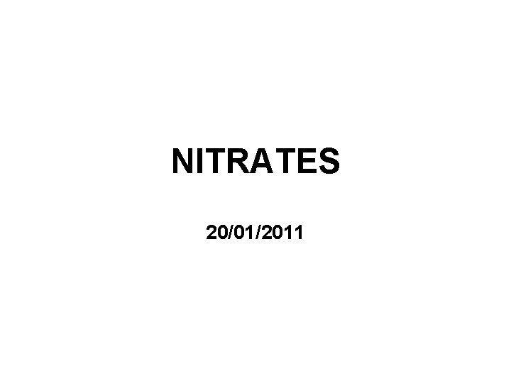 NITRATES 20/01/2011 