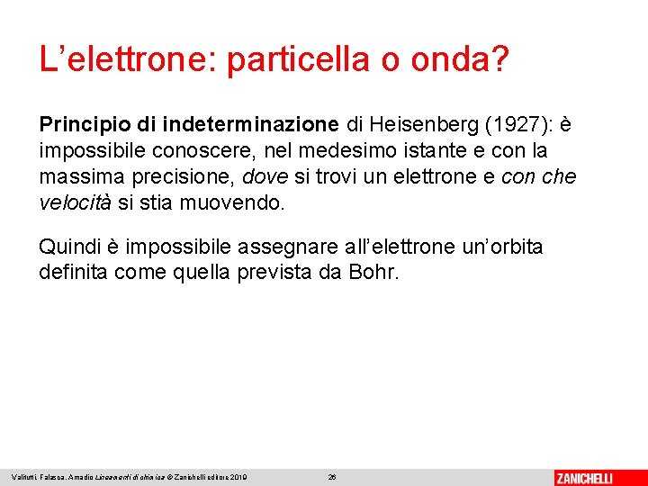 L’elettrone: particella o onda? Principio di indeterminazione di Heisenberg (1927): è impossibile conoscere, nel