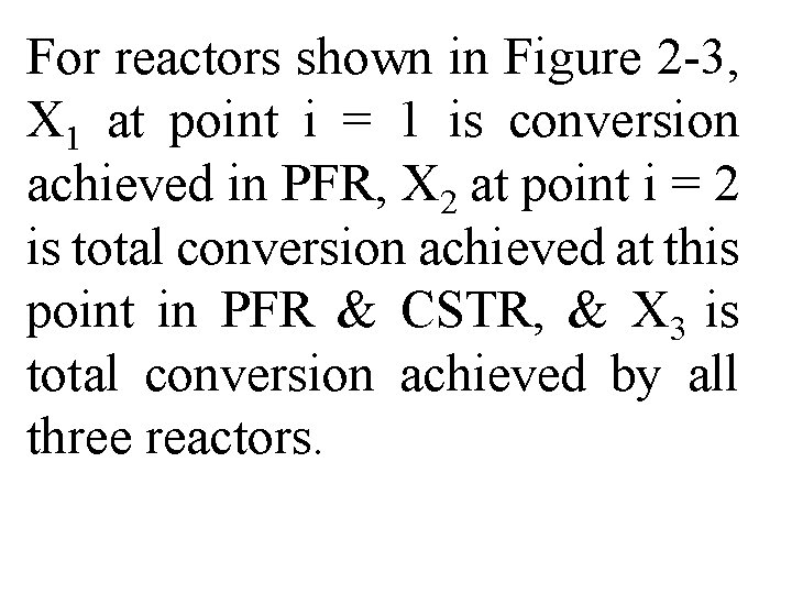 For reactors shown in Figure 2 -3, X 1 at point i = 1