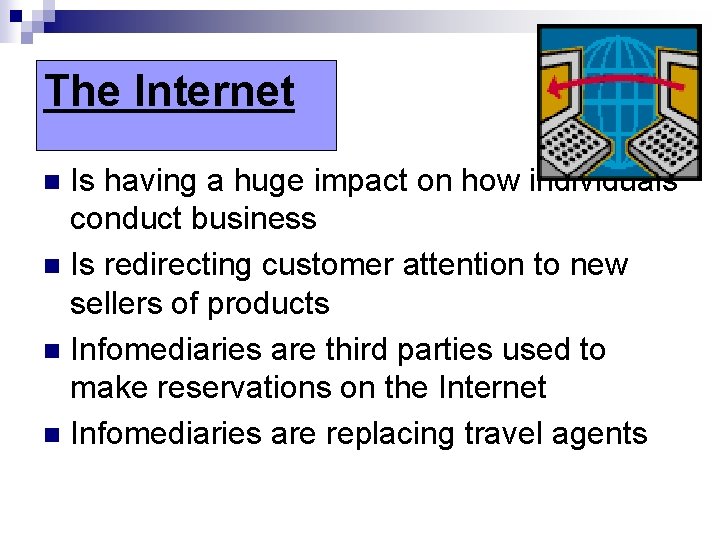 The Internet Is having a huge impact on how individuals conduct business n Is