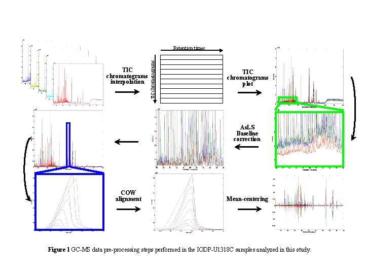 TIC chromatograms interpolation TIC chromatograms Retention times TIC chromatograms plot As. LS Baseline correction