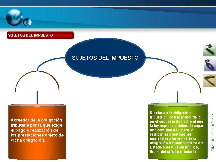 SUJETOS DEL IMPUESTO Acreedor de la obligación tributaria por la que exige el pago