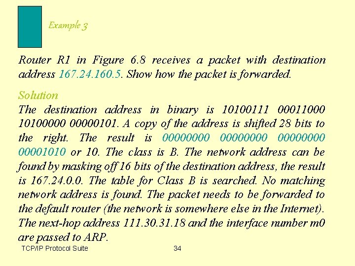 Example 3 Router R 1 in Figure 6. 8 receives a packet with destination