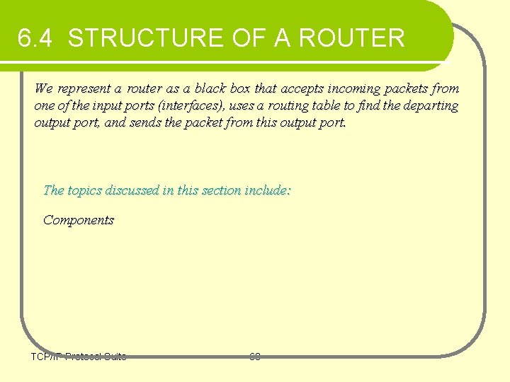 6. 4 STRUCTURE OF A ROUTER We represent a router as a black box