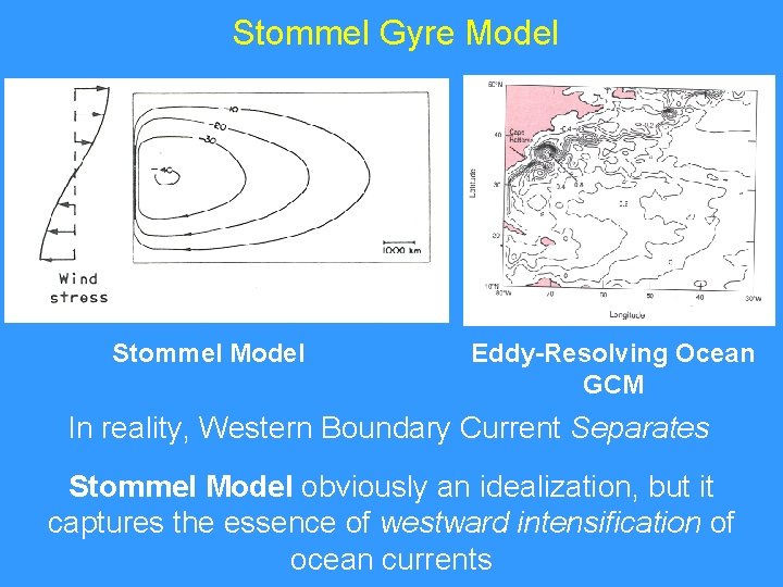 Stommel Gyre Model Stommel Model Eddy-Resolving Ocean GCM In reality, Western Boundary Current Separates