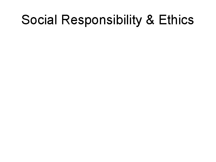 Social Responsibility & Ethics 