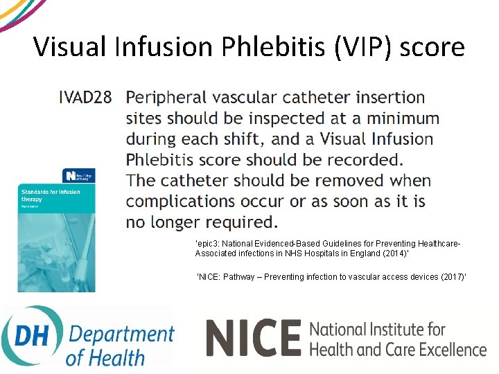 Visual Infusion Phlebitis (VIP) score ‘epic 3: National Evidenced-Based Guidelines for Preventing Healthcare. Associated