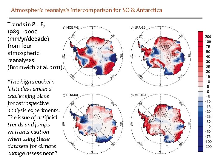 Atmospheric reanalysis intercomparison for SO & Antarctica Trends in P – E, 1989 –