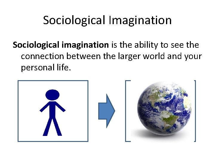 Sociological Imagination Sociological imagination is the ability to see the connection between the larger