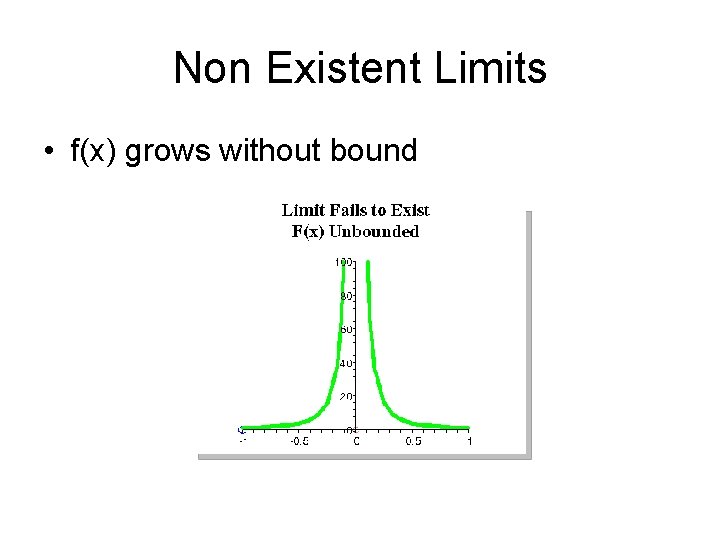 Non Existent Limits • f(x) grows without bound 