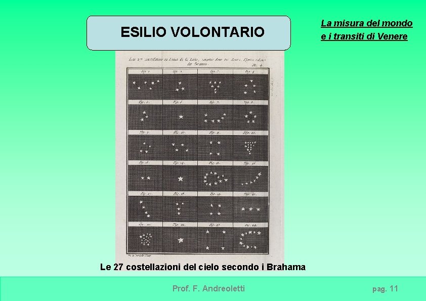 ESILIO VOLONTARIO La misura del mondo e i transiti di Venere Le 27 costellazioni