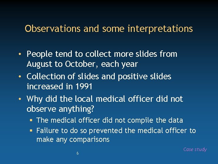 Observations and some interpretations • People tend to collect more slides from August to