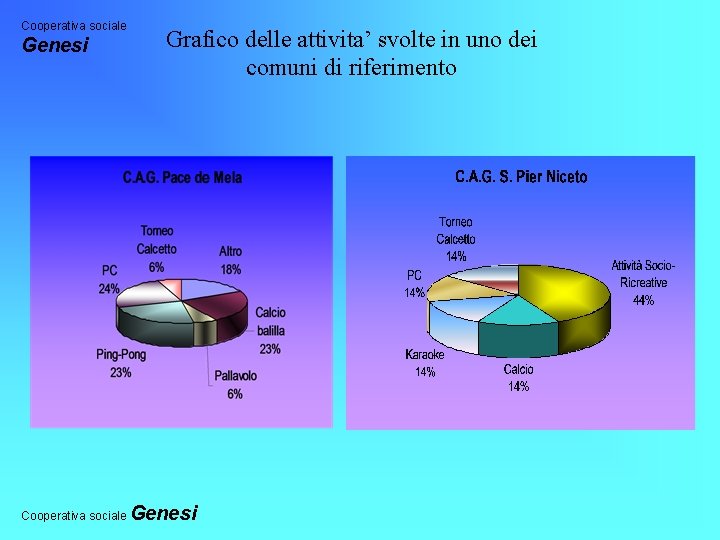 Cooperativa sociale Genesi Cooperativa sociale Grafico delle attivita’ svolte in uno dei comuni di