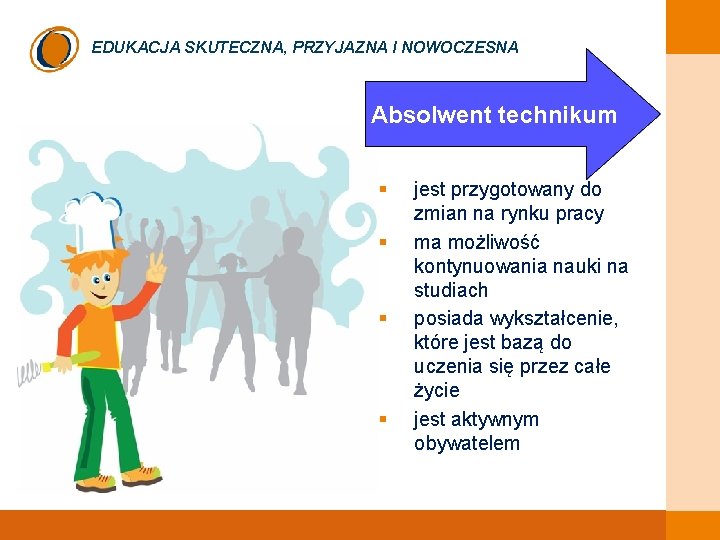 EDUKACJA SKUTECZNA, PRZYJAZNA I NOWOCZESNA Absolwent technikum § § jest przygotowany do zmian na