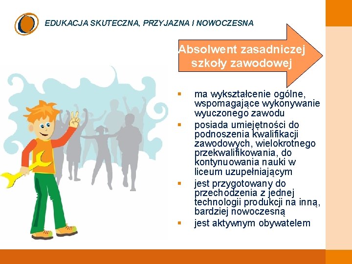 EDUKACJA SKUTECZNA, PRZYJAZNA I NOWOCZESNA Absolwent zasadniczej szkoły zawodowej § § ma wykształcenie ogólne,